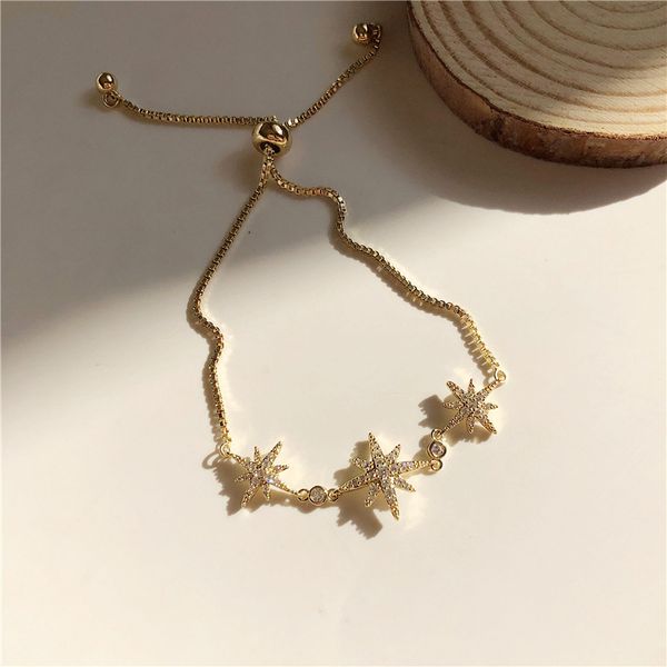 

aikasiya simple natural stone pearl bracelet for women exquisite octagon star zircon bracelet adjustable couple jewelry, Black