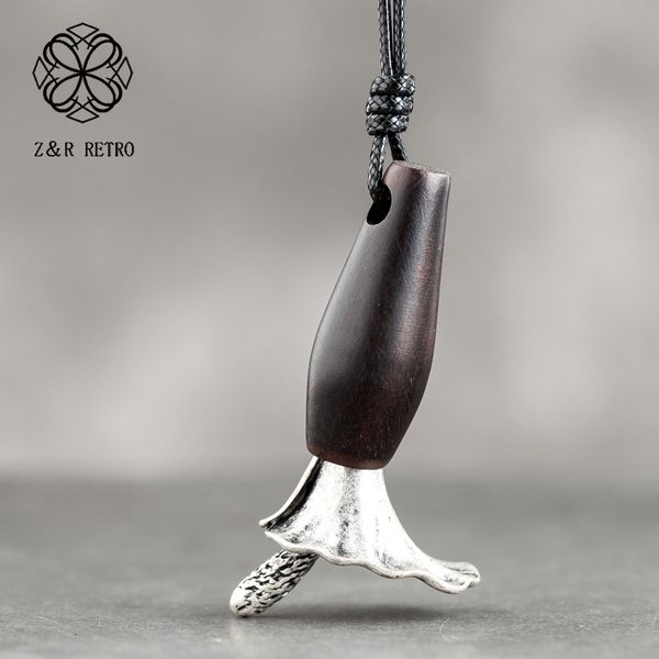

pendant necklaces flower pendants sandalwood rope sweater chain wooden necklace christmas jewelry for women trendy gift wholesale 2021, Silver
