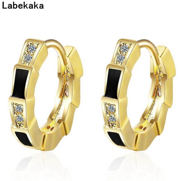 

labekaka cubic zirconia stainless steel hoop earrings for women korean party jewelry accessories gift cz crystal, Golden;silver
