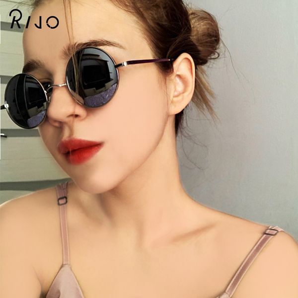 

retro metal polarized sunglasses driving ladies round metal frame punk style round personality sunglasses men glasses, White;black