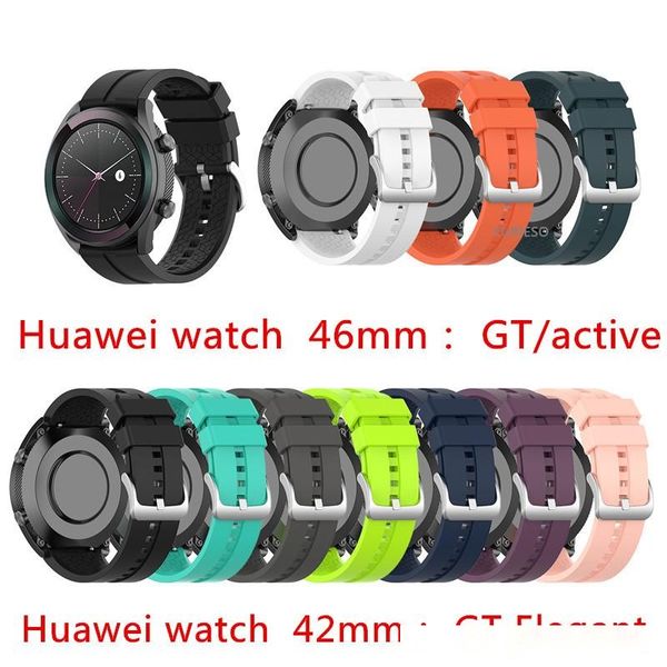 

20mm 22mm silicone wrist strap for huawei watch gt active/elegant band strap for huawei honor magic smart watch bracelet band 42mm 46mm band