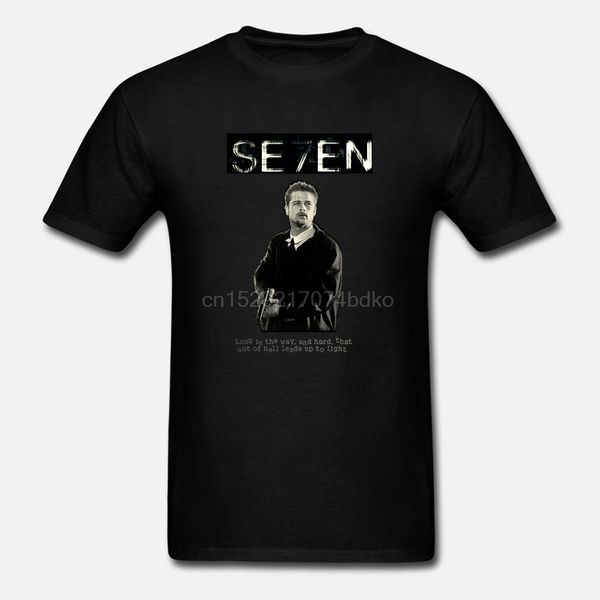 

se7en movie poster brad pitt homme funny t shirts hip hop clothing t shirt gym t-shirt brand