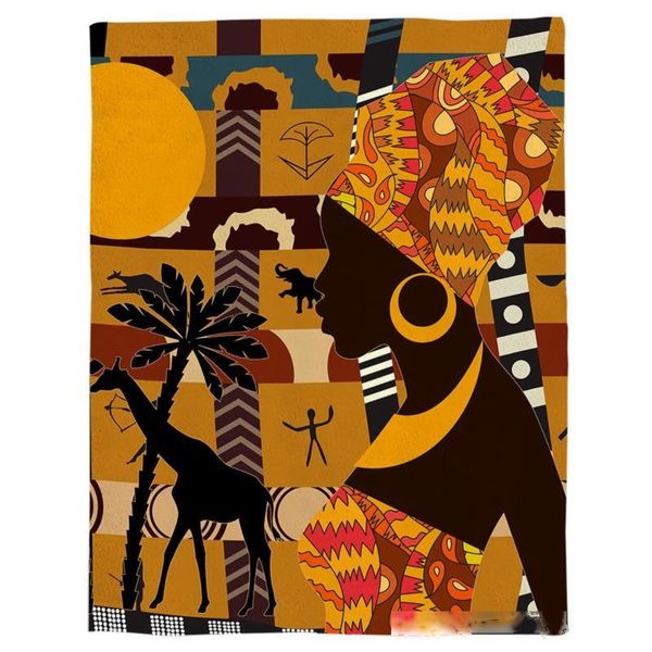 

african female elephant giraffe throw blanket portable flannel blanket l/sofa/office/plane travel blankets for beds