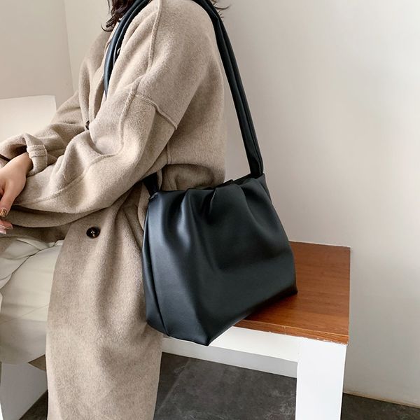 

2020 small solid color vintage pu leather bucket bags for women crossbody bag female shoulder messenger bag handbags