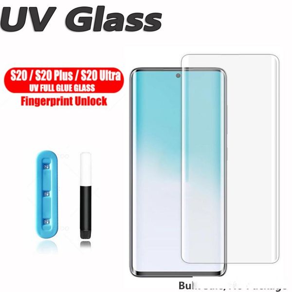 

fingerprint unlock uv liquid glue full glue 3d tempered glass screen protector for samsung galaxy s20 s20 s20e 2020 edition