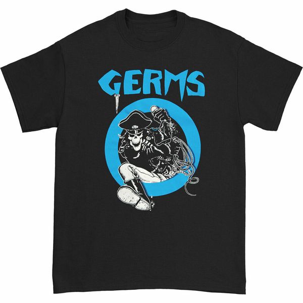 

germs men's leather skeleton t-shirt black summer tee shirt