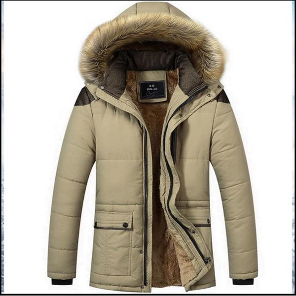 

m-5xl new middle-age men winter outerwear wadded jacket cotton-padded jacket plus velvet thickening coats plus size clothes, Black