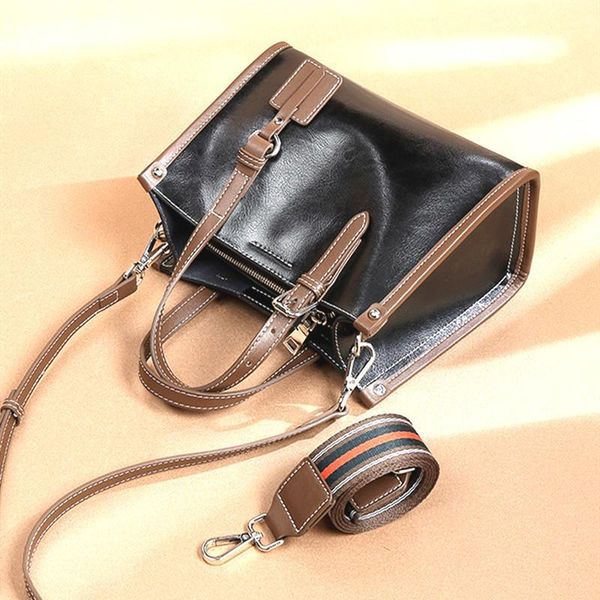 

h61 nalandu fashion genuine leather handbag 2020 new female bag large capacity leather retro messenger bag