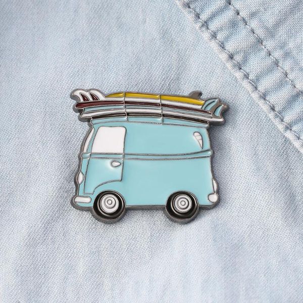 

pins, brooches creative electric vehicle car enamel cartoon bus badge lapel pins brooch cute button collar jewelry for women, Gray