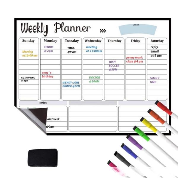 

17x12 inch netic dry erase calendar set for refrigerator ,for notes weekly planning drawing message board