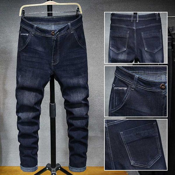 

men's jeans 2021 autumn mens classic stretch smart casual denim pants straight long trousers gentleman cowboys size 40 42 44 48,1308, Blue