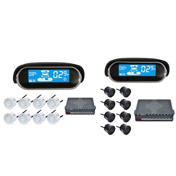 

lcd автомобиля датчик парковки kit, двухъядерный передняя и задняя reverse r-адар система жк-дисплей комплект с 8 датчиков, можете свободно