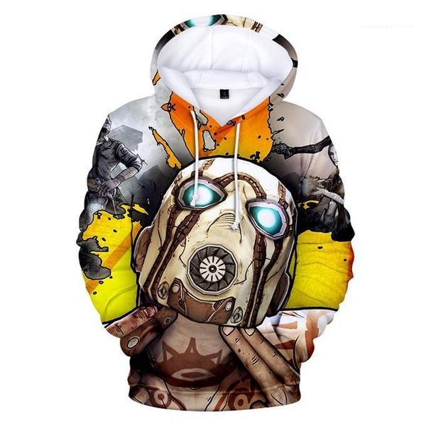 

sleeve pullover mens sweatshirts 3d digital print borderlands3 mens hoodies fashion games long, Black