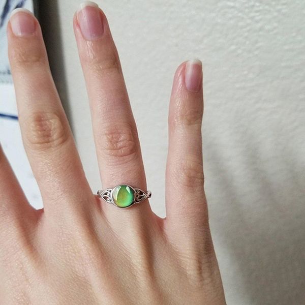 

creative women gardient color change temperature sensing ring women unique personality charms gifts colorful sensor, Slivery;golden