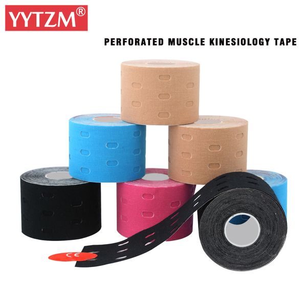 

elbow & knee pads yytzm 5cm*5m perforated breathable muscles kinesio tape athlete care elastic sports joelheira bandage physio therapeutic, Black;gray