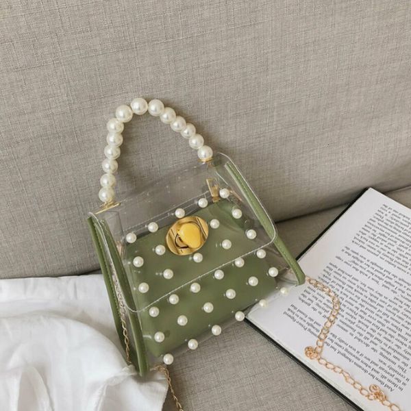 

women's pvc clear transparent bag tote jelly candy summer beach handbag ladies pearl shoulder bags women handbags