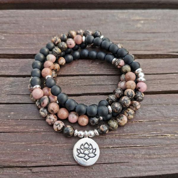 

charm bracelets 108 mala 6mm black matte silk red beads wrap bracelet or yoga necklace meditation rosary for women, Golden;silver