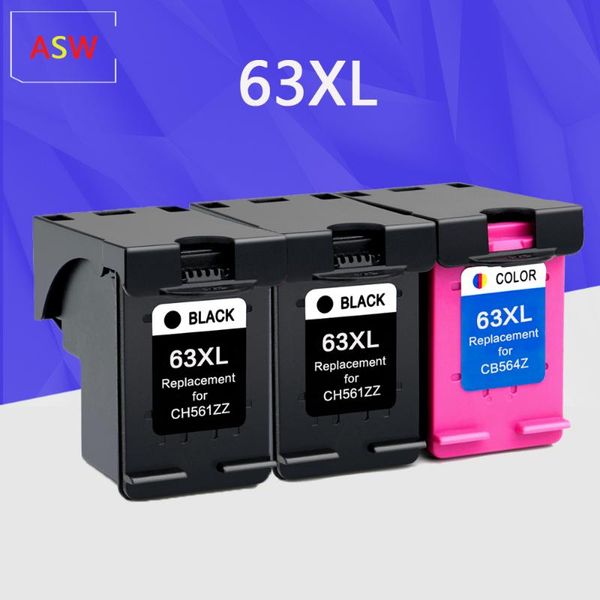 

ink cartridges asw 63xl refill cartridge replacement for 63 deskjet 1110 1111 2130 2132 envy 4510 4511 officejet 5220 5264 printer