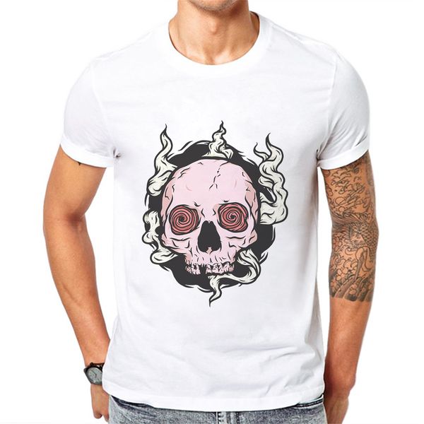 

fashion design mens white tshirt skull printed men tees short sleeve casual t-shirt poleras hombre