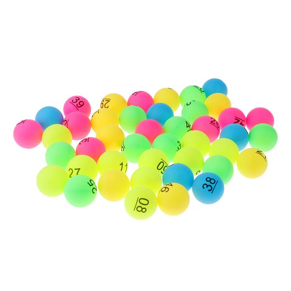 

50 pieces assorted color pp material table tennis balls 40mm printed with number