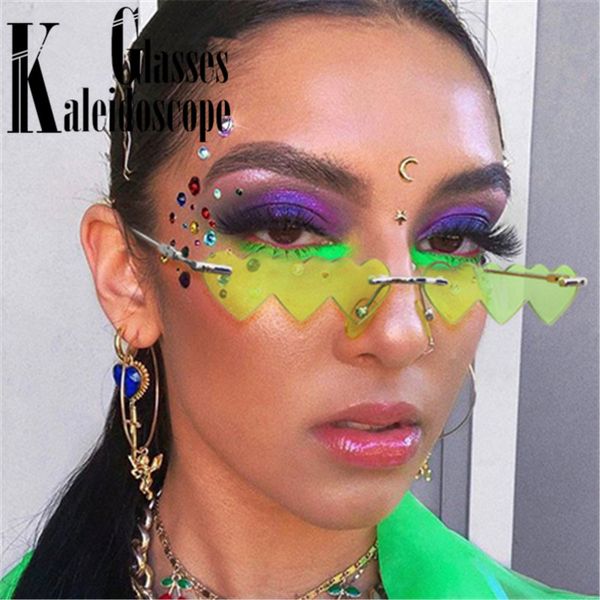 

sunglasses small rimless women luxury heart love sun glasses ladies brand design vintage to eyewear shades uv400, White;black