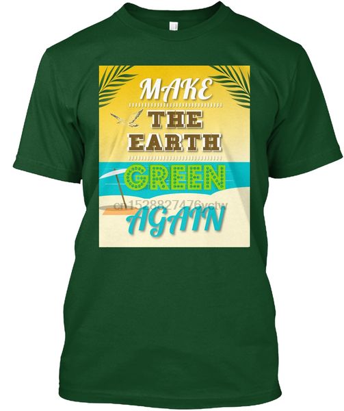 

мужчины футболка make the earth green снова футболка +2018 женщины t-shirt