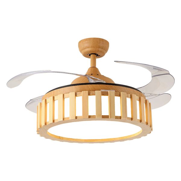 

led ceiling fan light invisible nordic silent fan light european bedroom solid wood retro ceiling