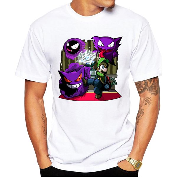 

2018 creative luigi catches them all design men fashion t shirt spirits printed for boy short sleeve casual t-shirt