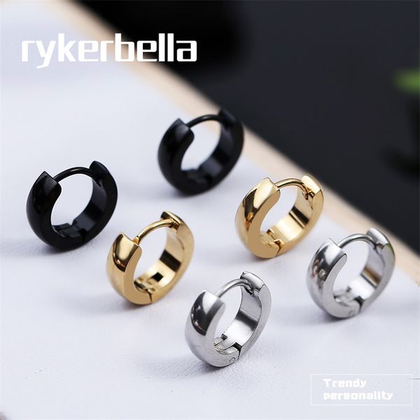 

hoop & huggie fashion small stainless steel simple earrings for women men punk jewelry gifts brincos unisex, Golden;silver