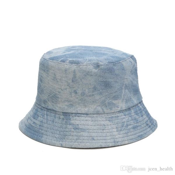 

2020 Vintage Washed Denim Bucket Hat Hip Hop For Men Solid Spring summer Jean Fishing Cap Flat Top Sunscreen Hat Brim Beach Panama