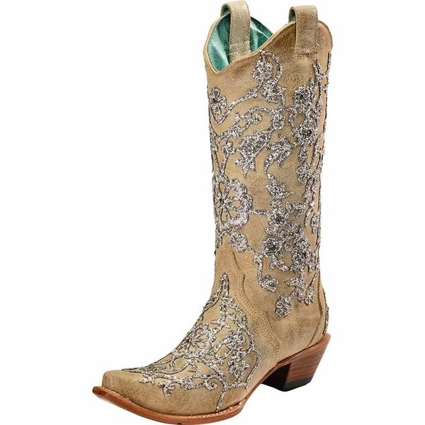 

boots women knee high mid heels shiny crystal shoes woman chaussure zapatos mujer gladiator vintage pu plus size booties d1471, Black