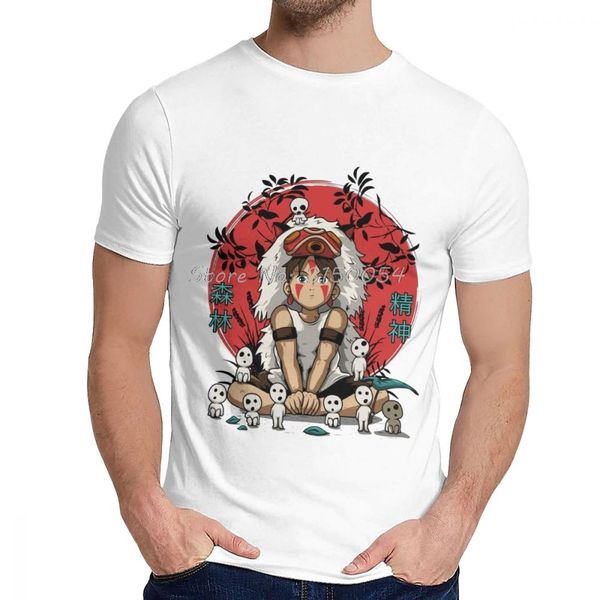 

принцесса мононоке лесных духов кодама t-shirt мужчины хлопок o-образным вырезом с коротким рукавом футболки аниме тис топы harajuku