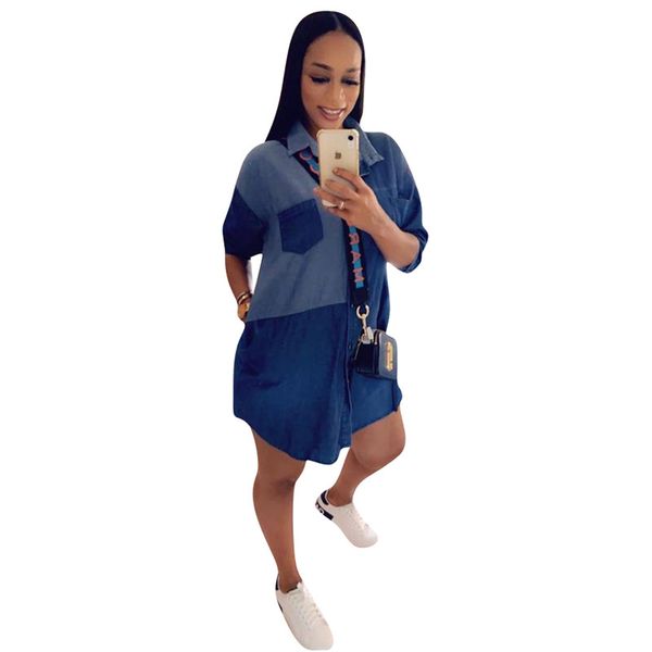 

женщины рубашка платья мода щитовые джинсовые рубашки платья вскользь с длинным рукавом природный цвет платья женские конструкторы одежды, Black;gray