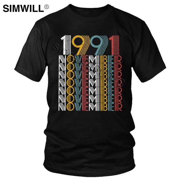 

men's vintage 1991 birthday gifts t-shirt personality born in november tee short sleeves cotton breathable t shirt merchandise