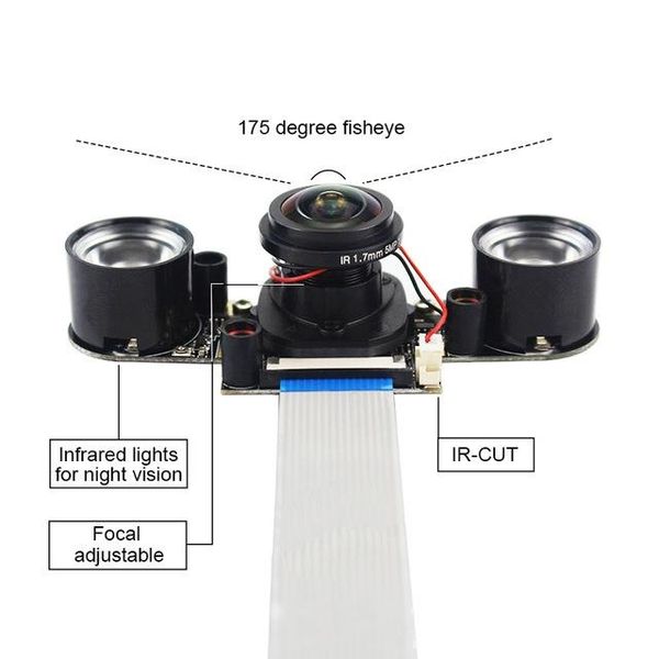 

demo board accessories raspberry pi 4 ir-cut camera night vision focal adjustable 5mp fish eye auto switch day-night for raspberry pi 3