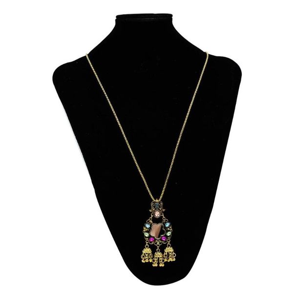 

2020 fashion gypsy retro gold metal crystal beads mirror birdcage bells pendant necklace women ethnic jewelry gift, Silver