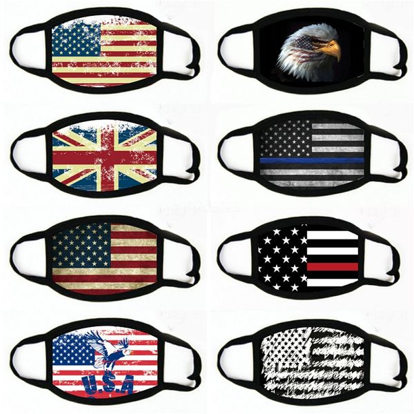 

america flags cotton printed face mask dustproof colour skull washable mascarilla print pattern rope masks reusable#165, Black