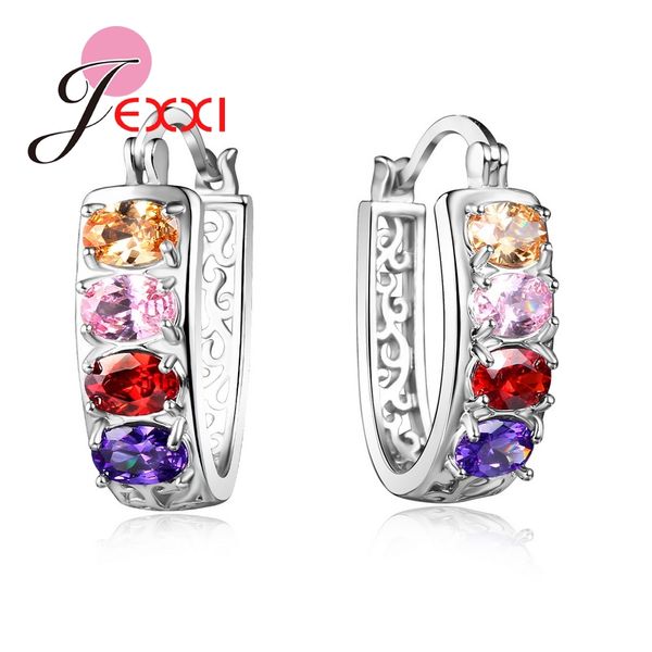 

new crystal zircon earrings women 925 sterling silver earrings fashion jewelry accessories girl shinny jewelry cz crystal, Golden;silver