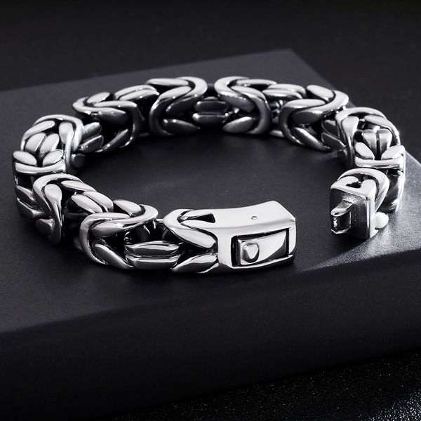 

xmas gifts gothic jewelry bling huge men's boy stainless steel casting link chain bracelet 13mm 9, Black