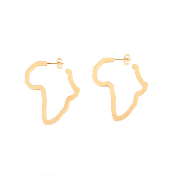 

european and american fashion sells african map earrings gold simple fashion temperament stainless steel high sense of earrings, Golden;silver
