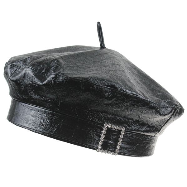 

berets fibonacci 2021 women's hat pu leather beret cap french artist fashion hats for women girls pumpkin painter, Blue;gray