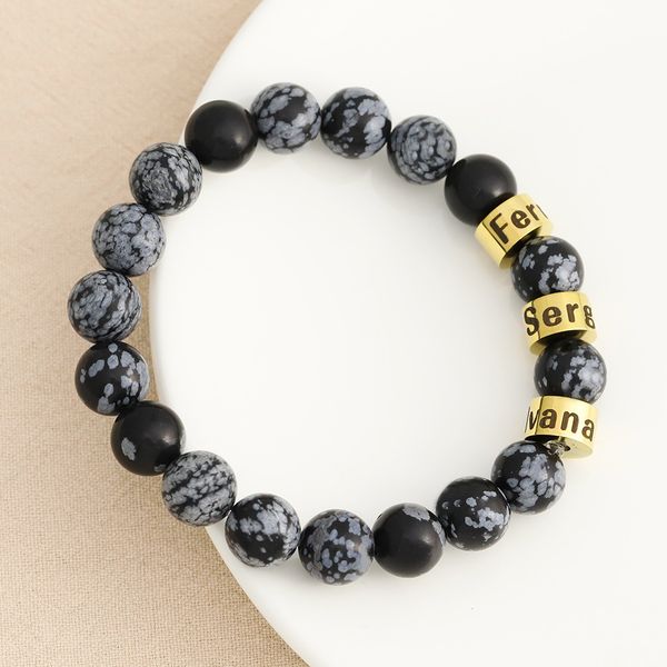 

Snow Marble Bead Bracelet New Accessories Free Lettering Letters Send Friends Beaded Bracelets