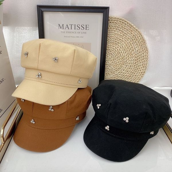 

202009-weimin autumn diamond shining little flower leisure lady octagonal hat women visors cap, Blue;gray