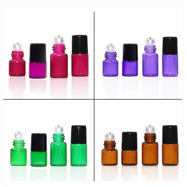 

1ml 2ml 3ml glass roller bottle empty refillable perfume roll on bottles essential oil cosmetic metal roller ball container jar