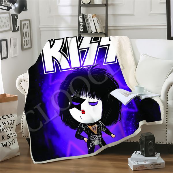 

cloocl sofa travel youth bedding popular rock band kiss 3d print double layer blankets bedspread for plush blanket sofa quilt