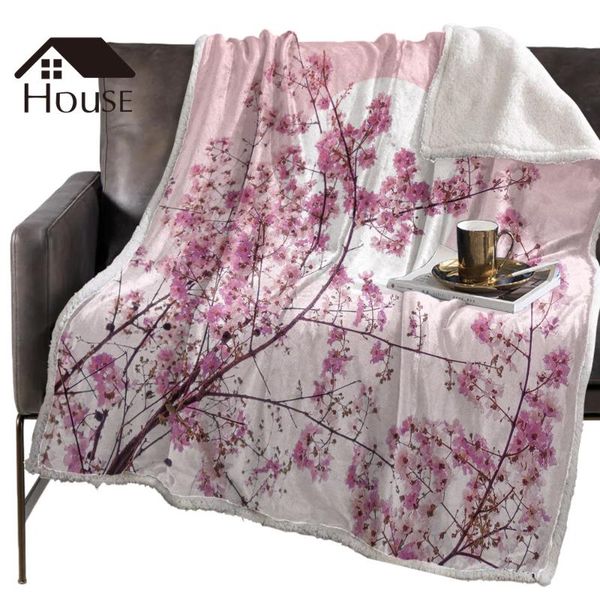 

blankets bighouses throw blanket japanese cherry blossoms pinkblankets fleece winter personalized bedclothes