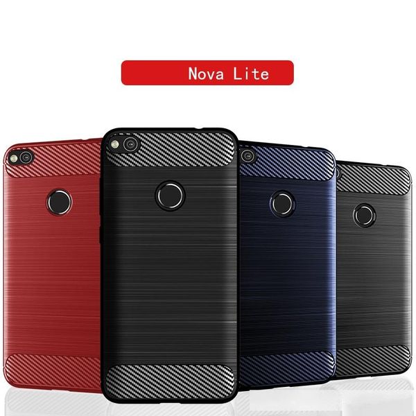 

tpu rubber full-body protective phone cover carbon fiber cover phone case for huawei nova lite case cover shockproof bumper
