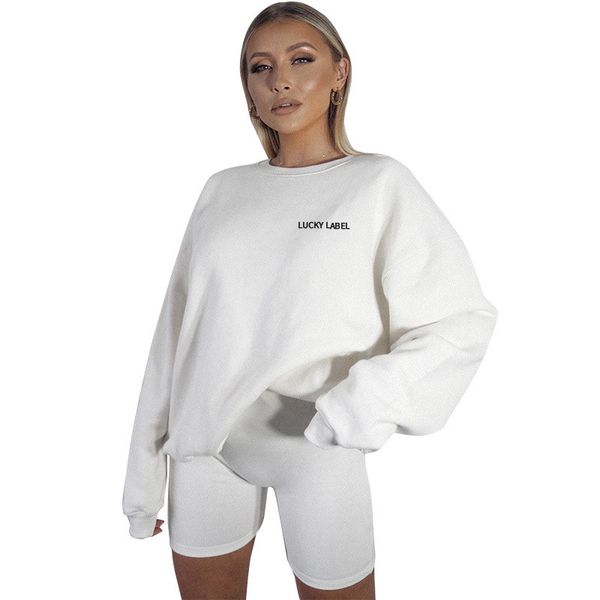 

women s two piece jogging suits natural color tracksuits casual letter long sleeve cycling shorts women designers clothes, Gray