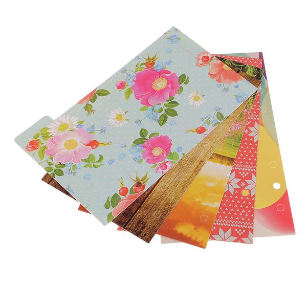 

5 pieces colorful 6 holes memo paper indexing dividers sheets for journal note book diary cardstock