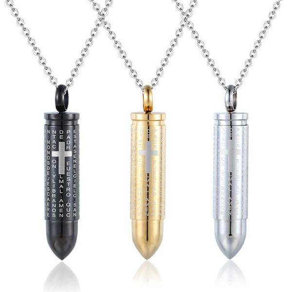 

necklace titanium steel scripture pendant trend street joker personality men's necklace jewelry gifts, Silver